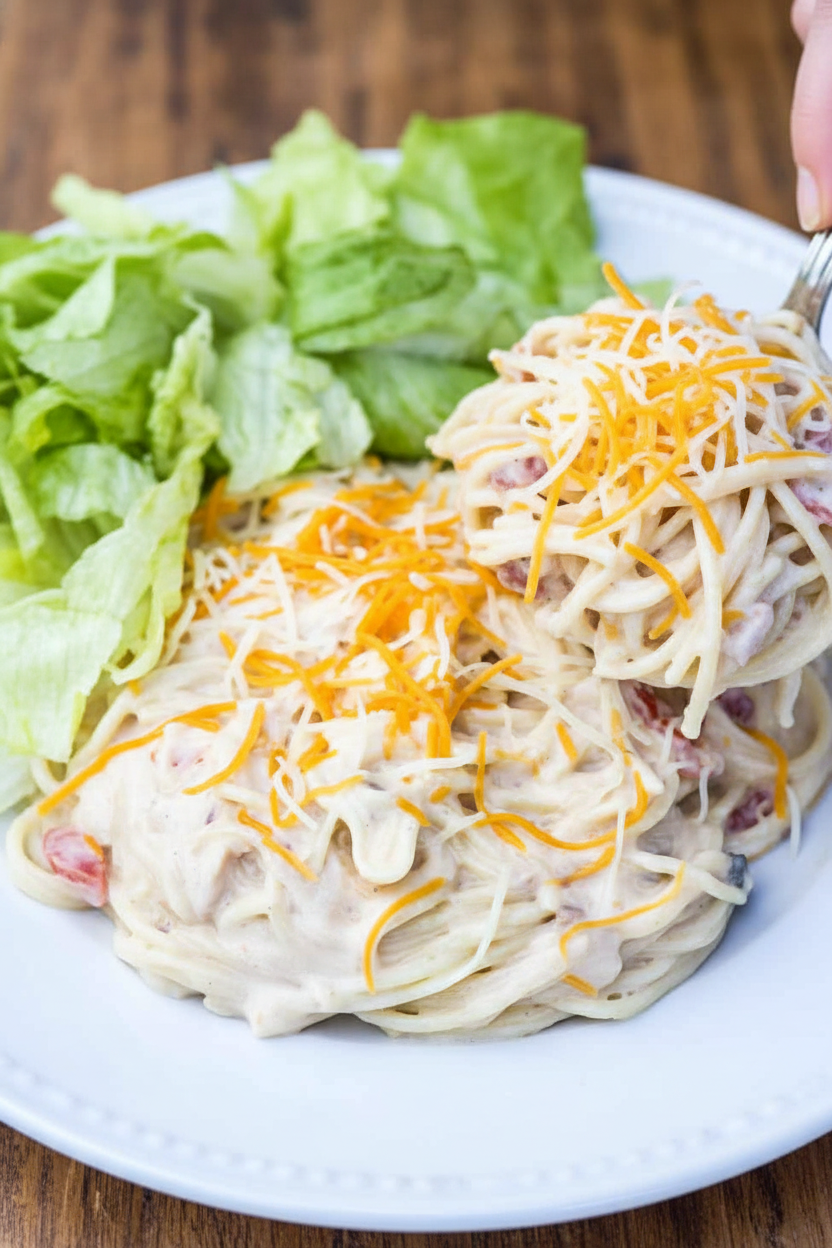 Crockpot Chicken Spaghetti