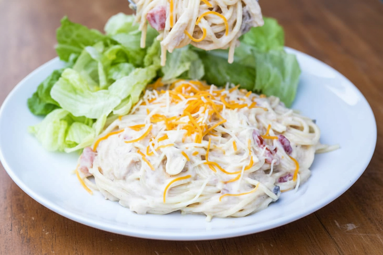 Crockpot Chicken Spaghetti