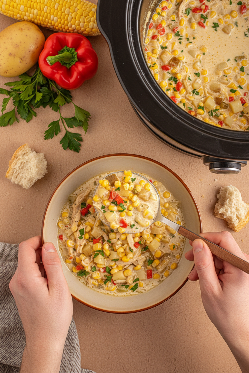 Crockpot Chicken and Corn Chowder (Slow Cooker) – The Schmidty Wife: Slow Cooker Chicken and Corn Chowder Recipe