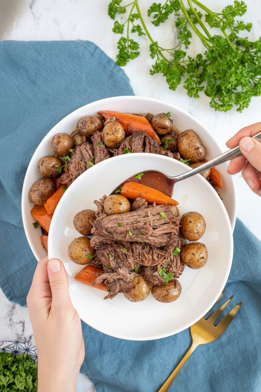 Crockpot Pot Roast made with Red Wine - The Schmidty Wife