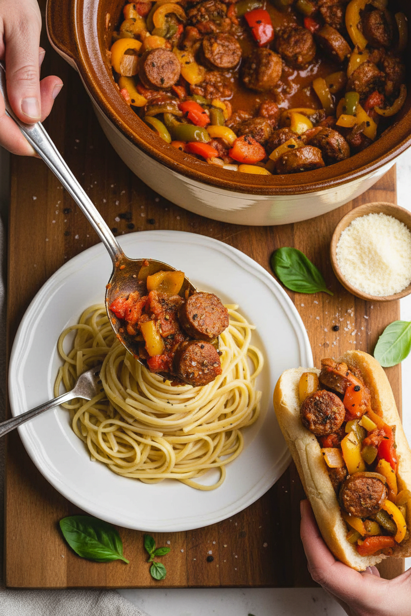 Crockpot Sausage & Peppers - The Schmidty Wife