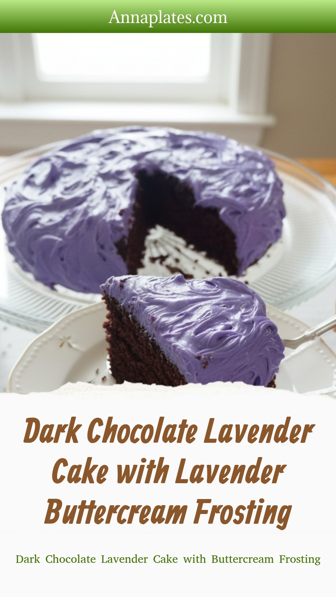 Dark Chocolate Lavender Cake with Lavender Buttercream Frosting