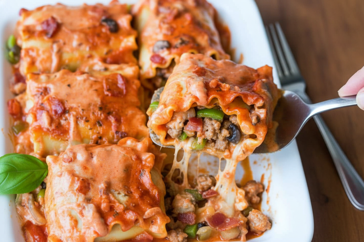 Deluxe Imo's Pizza Lasagna Rolls