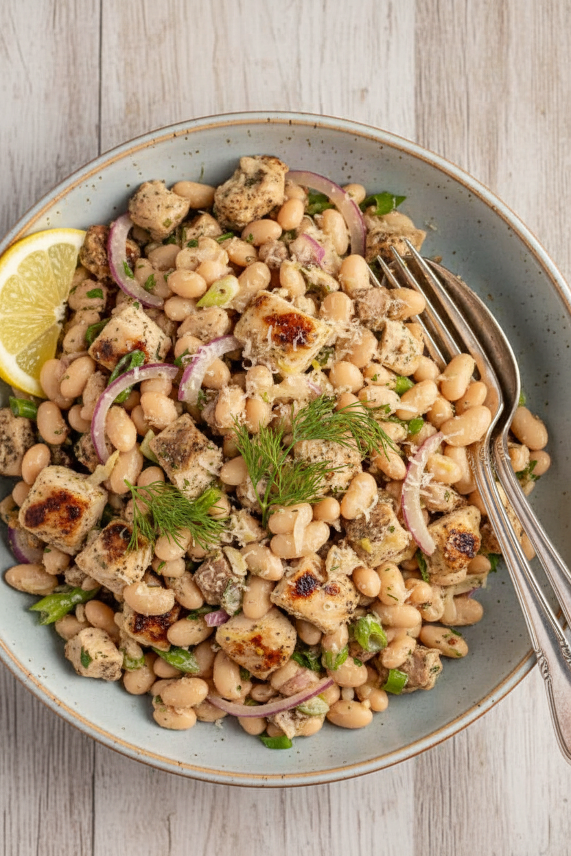 Dense White Bean Salad with Grilled Chicken - The Schmidty Wife