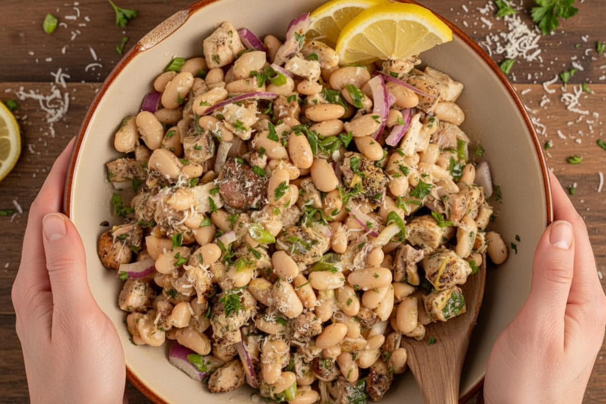 Dense White Bean Salad with Grilled Chicken - The Schmidty Wife