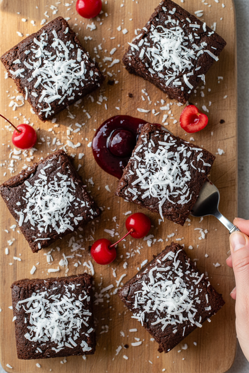 Dr Pepper® Cherry Coconut Brownies