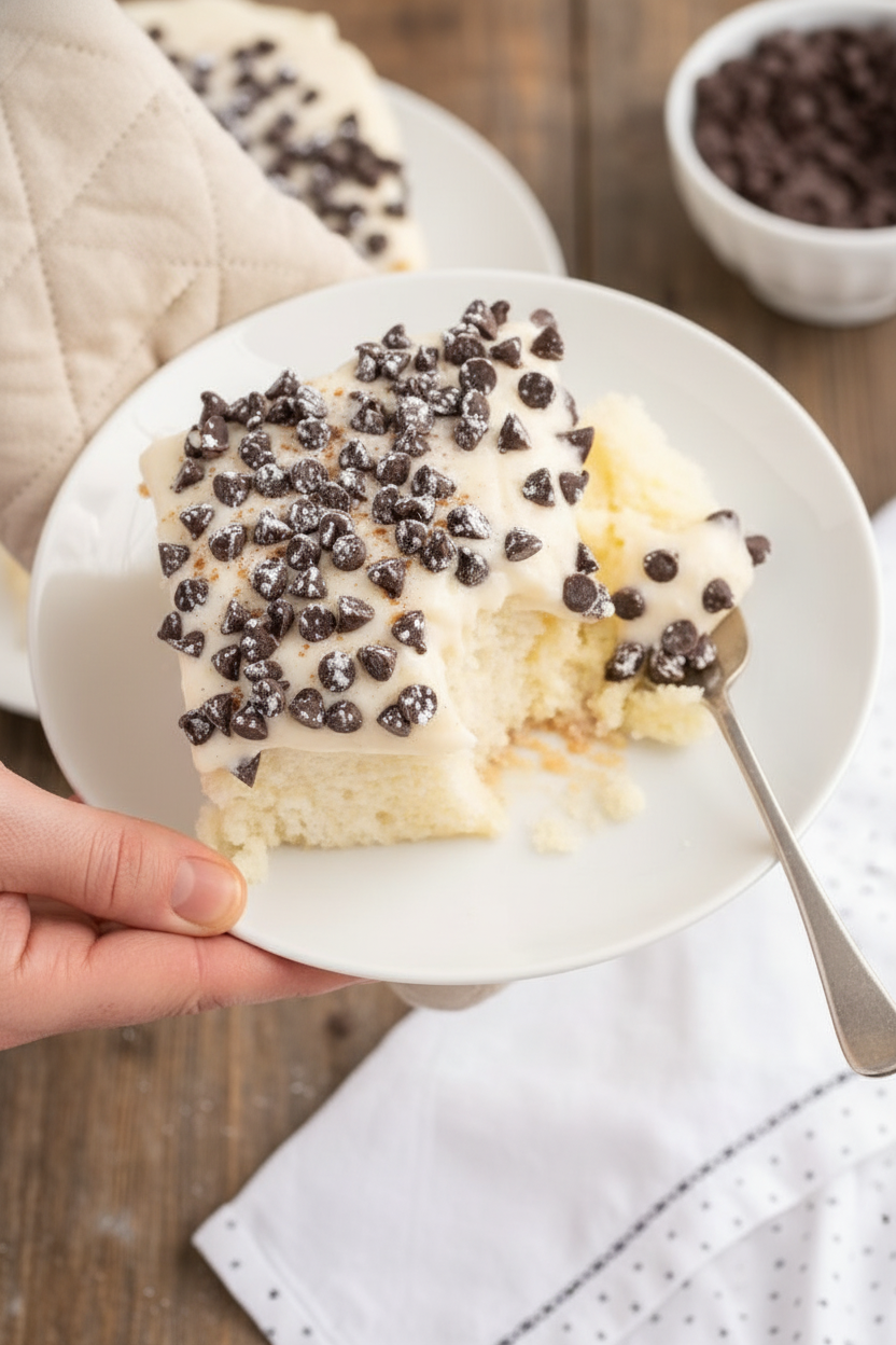 Cannoli Poke Cake