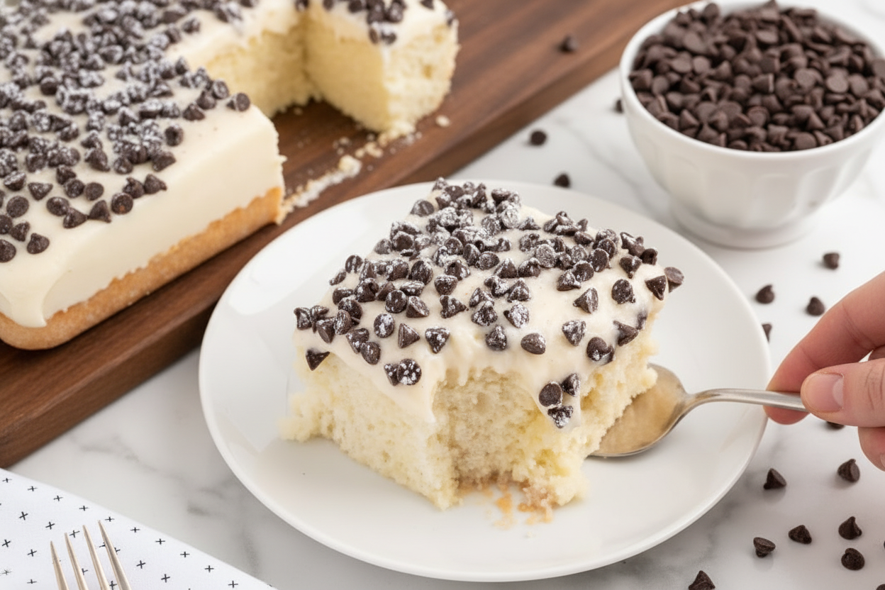 Cannoli Poke Cake