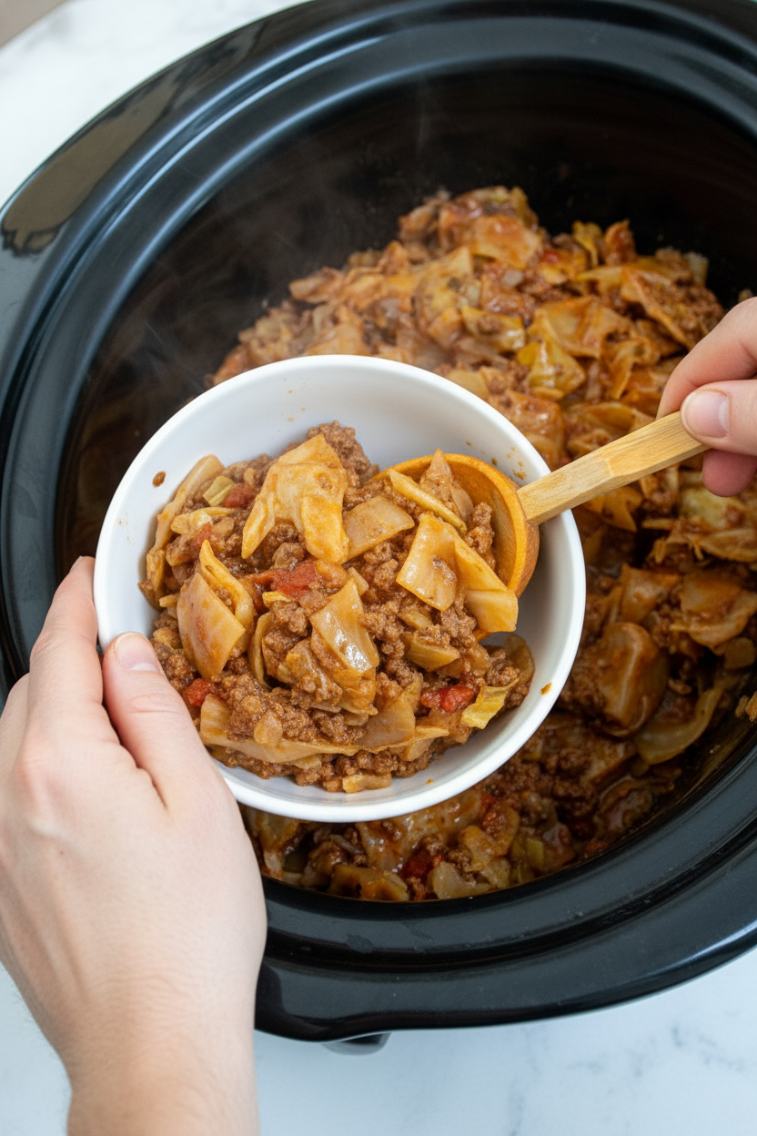 Easy Crockpot Unstuffed Cabbage Rolls - The Schmidty Wife