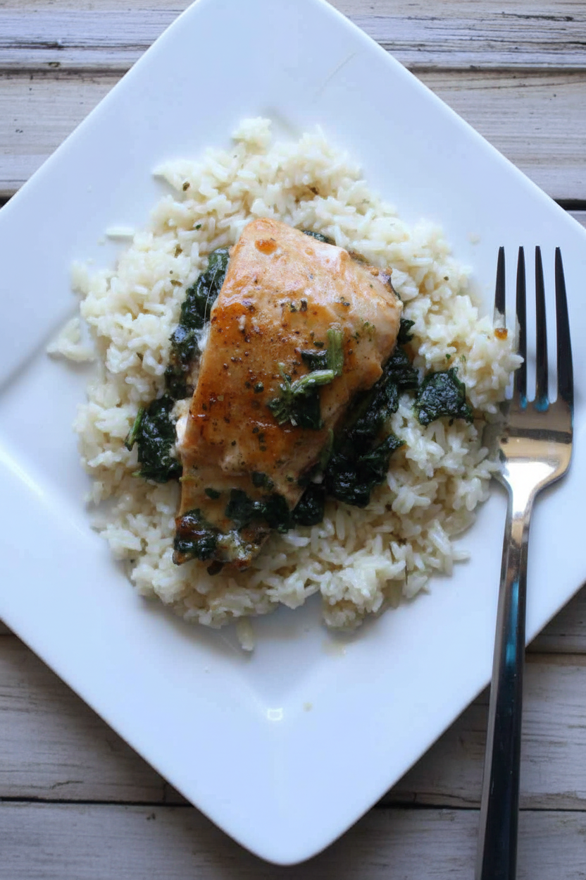 Easy Sheet Pan Garlic Butter Salmon and Spinach