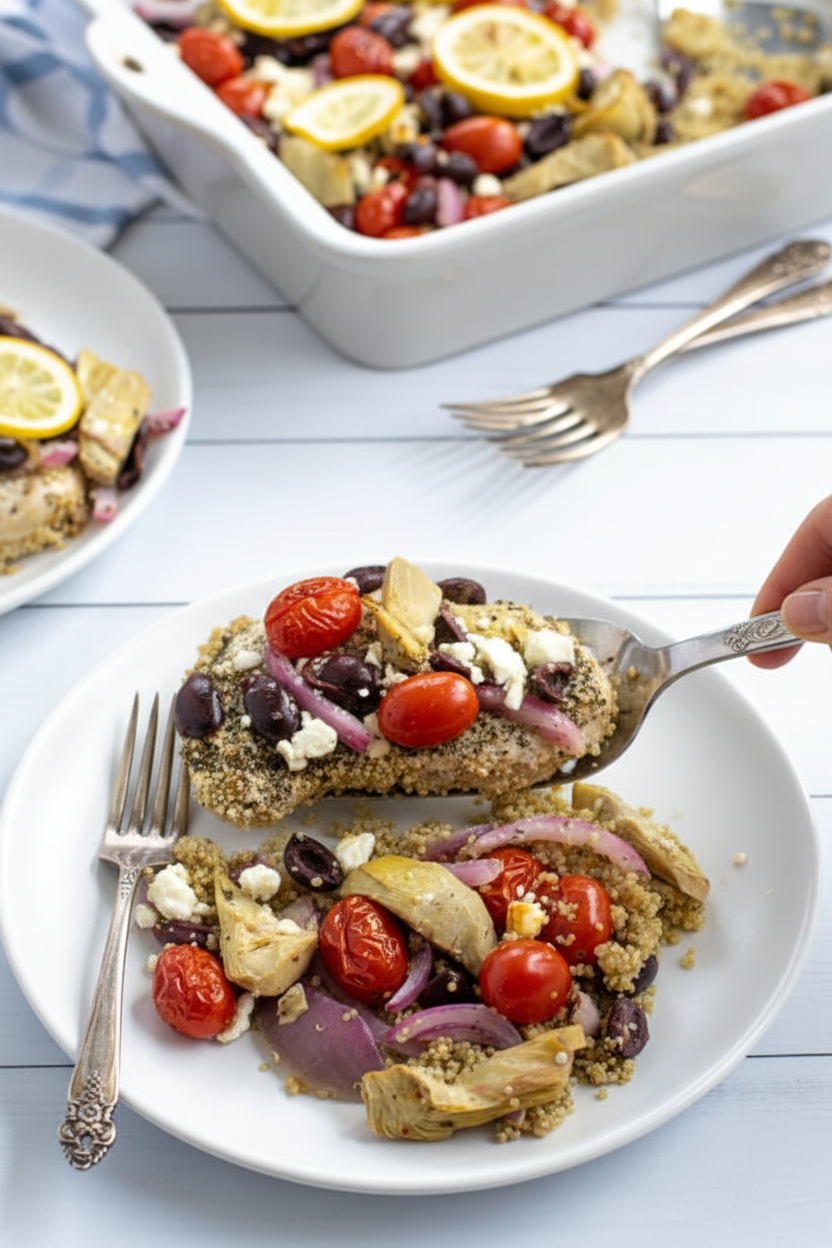 Easy Greek Chicken Bake with Quinoa - The Schmidty Wife