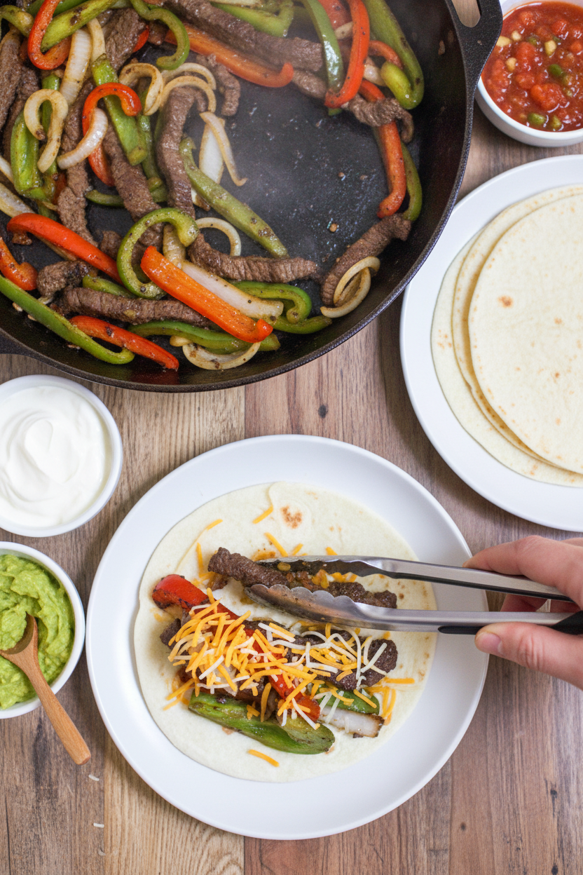 One Skillet Steak Fajitas