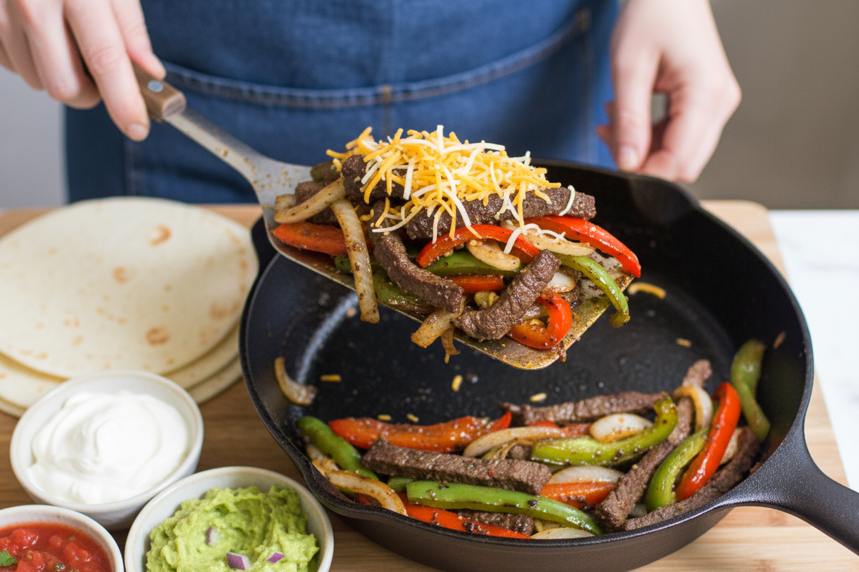 Easy One Skillet Steak Fajitas Recipe