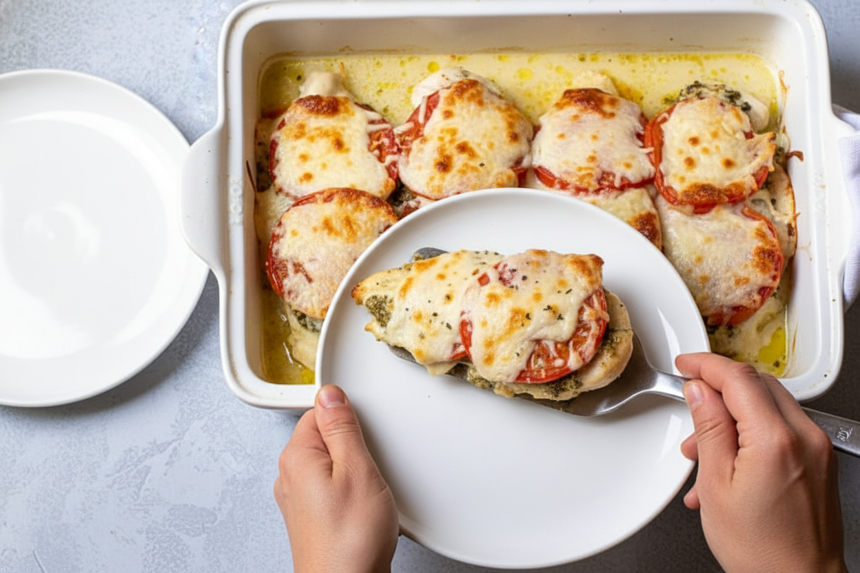 Easy Pesto Chicken Bake (5 Ingredients) - The Schmidty Wife