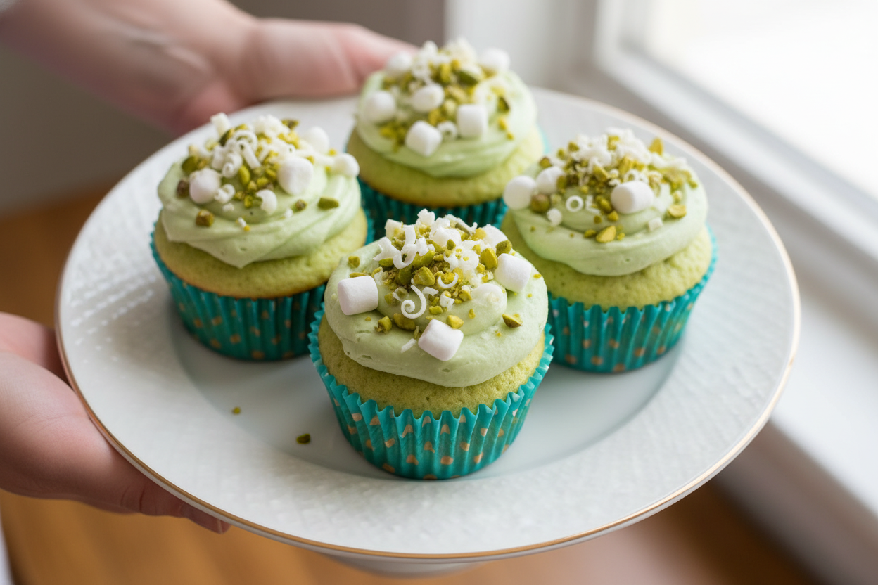 Easy Pistachio Cupcakes with Pistachio Frosting
