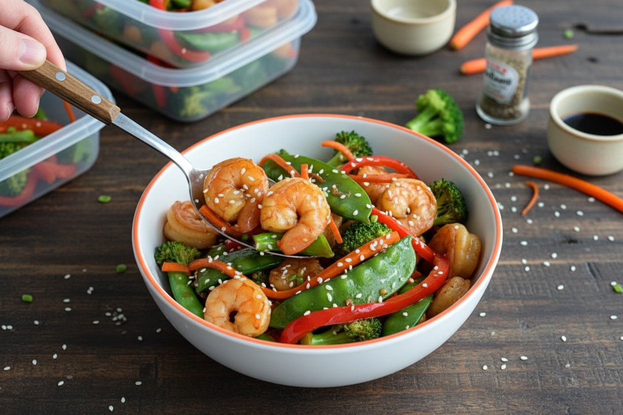 Shrimp Stir Fry (Freezer Meal) - The Schmidty Wife