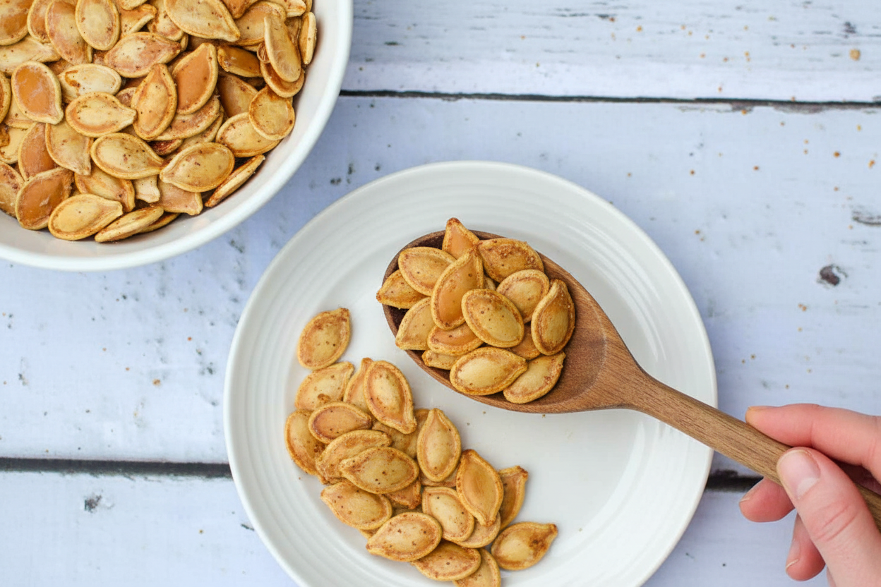Easy Spiced Pumpkin Seeds - the BEST | Daily Dish Recipes