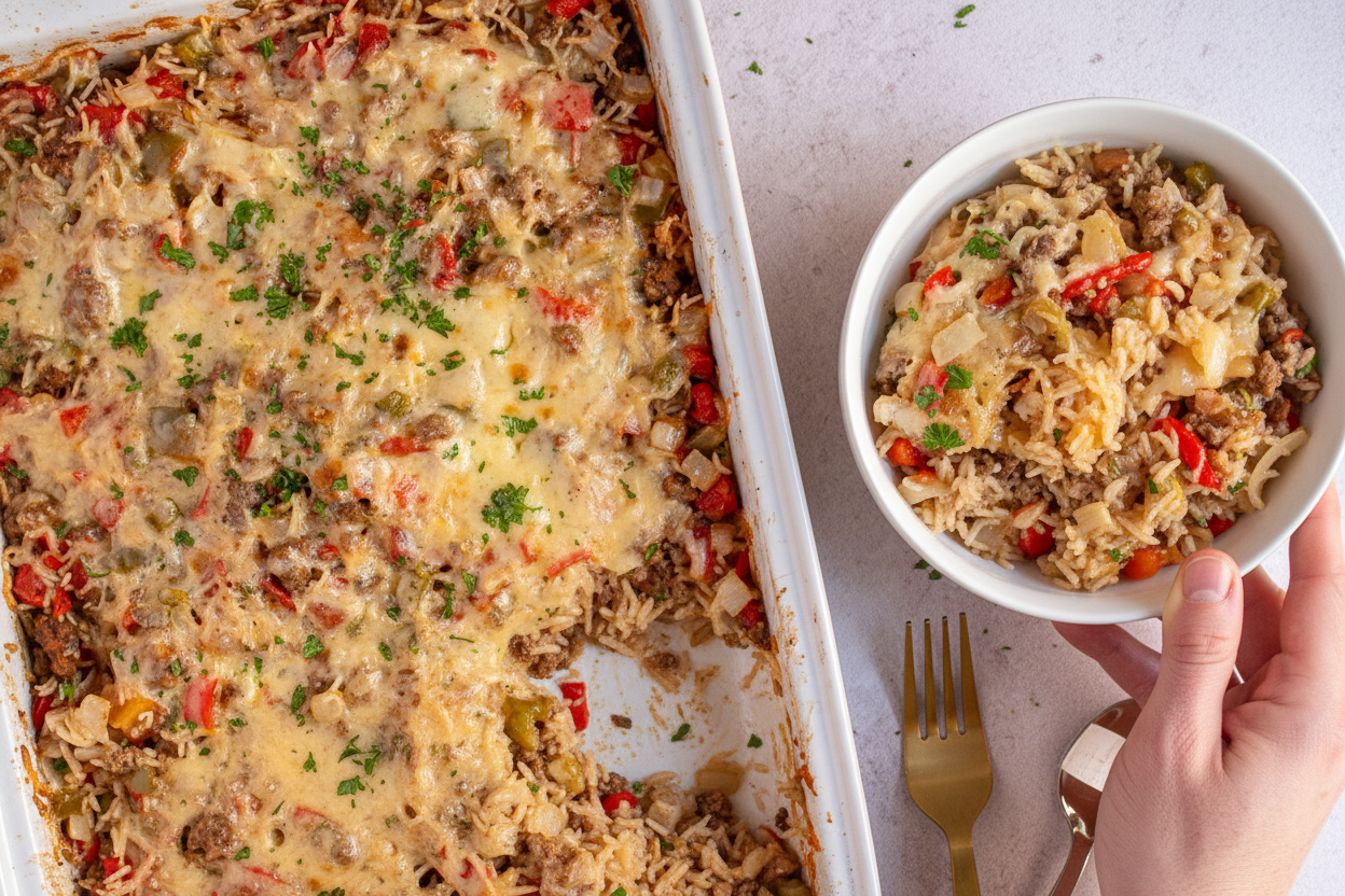 Easy Stuffed Pepper Casserole Recipe - The Schmidty Wife