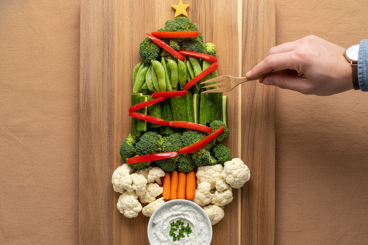Festive Christmas Tree Veggie Tray Idea
