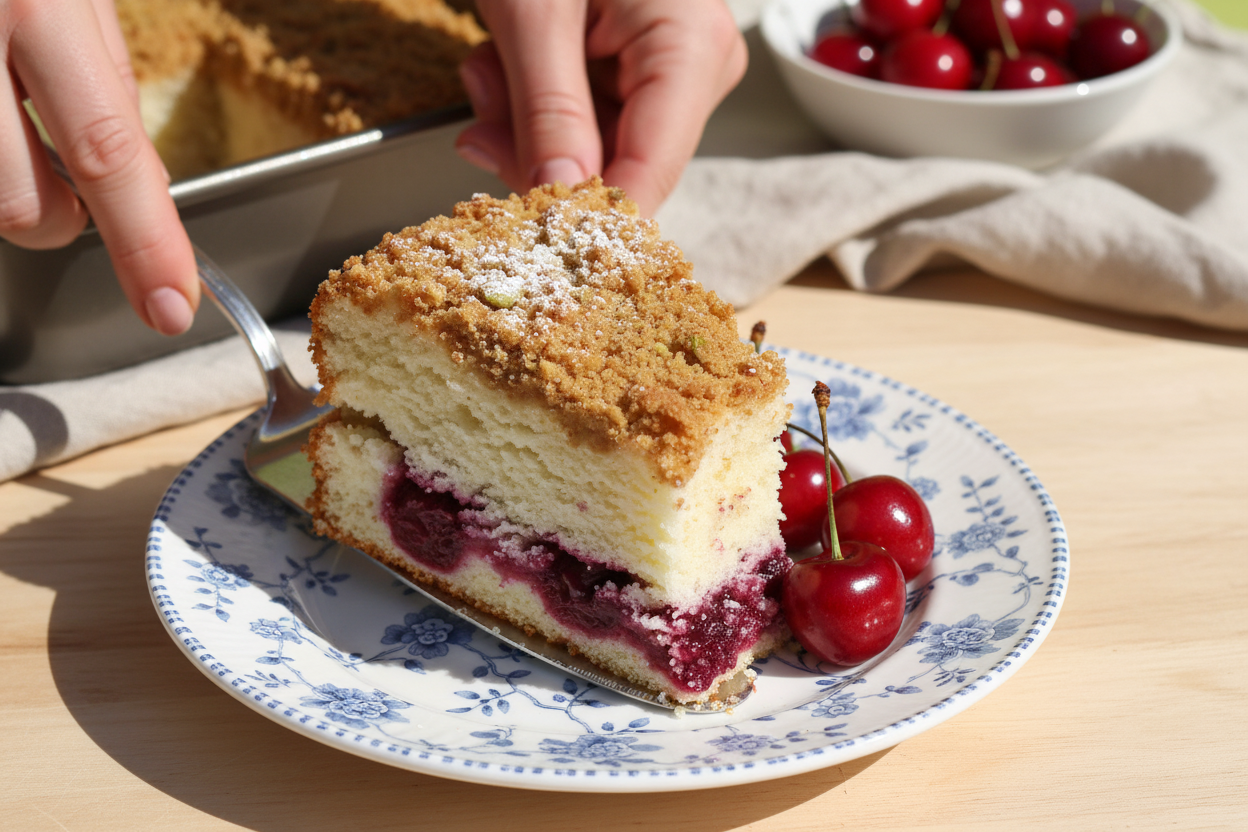 Fresh Cherry Crumb Cake Recipe Daily Dish