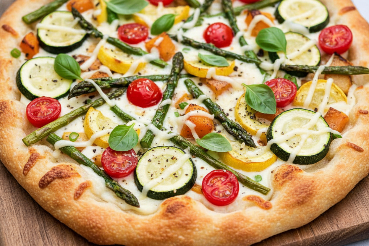 Garden Vegetable Alfredo Pizza Recipe