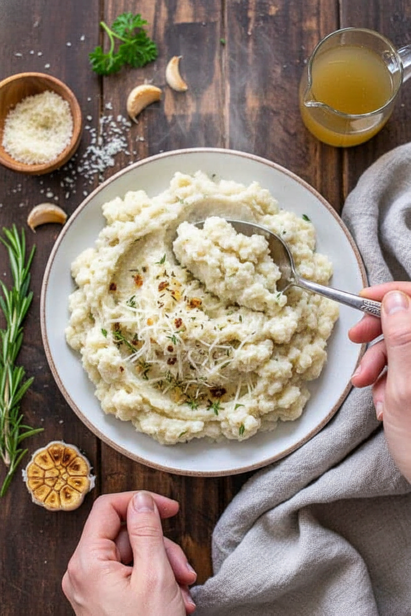 Garlic Parmesan Mashed Cauliflower Recipe - The Schmidty Wife
