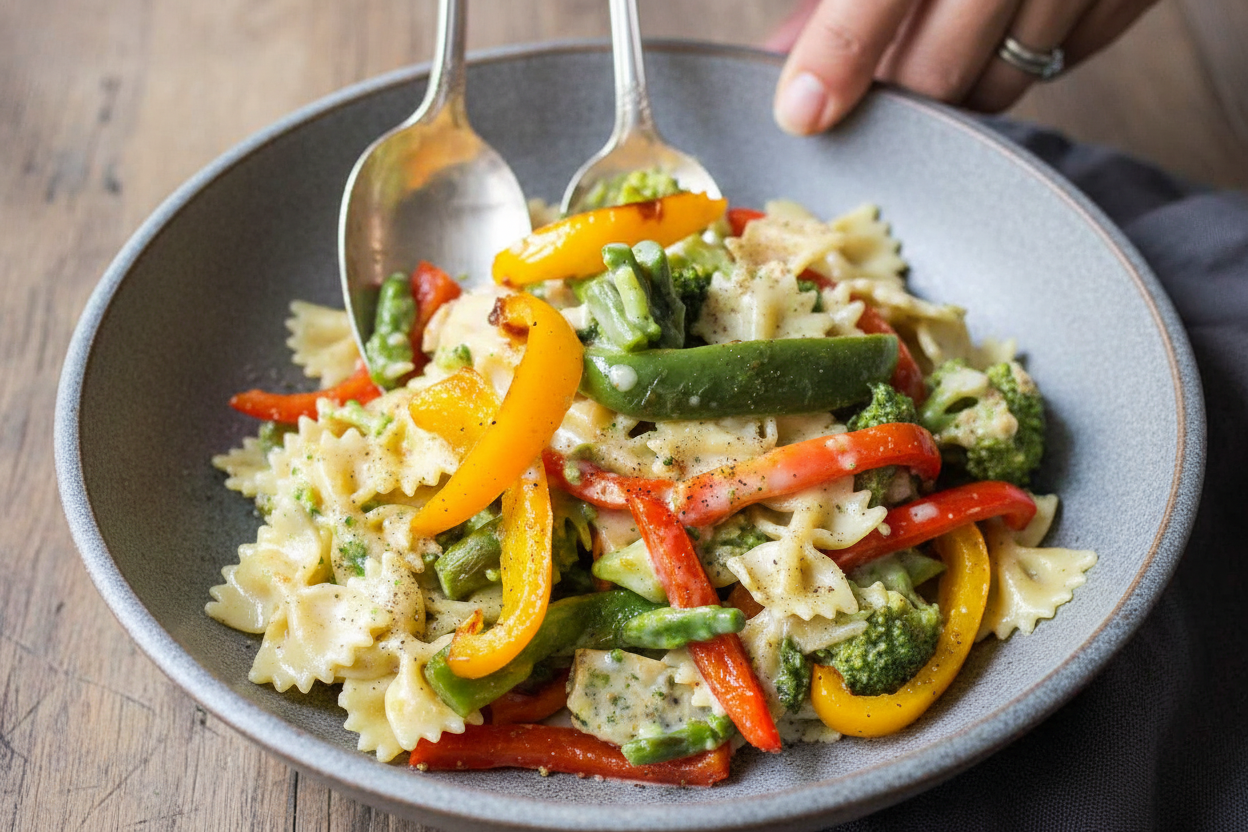 Garlic Roasted Bell Pepper Farfalle Pasta