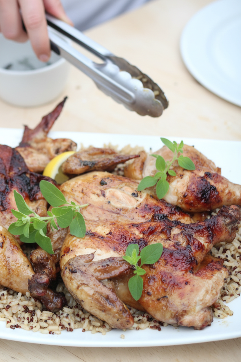 Spatchcocking Chicken - Garlic Soy Grilled Spatchcocked Chicken