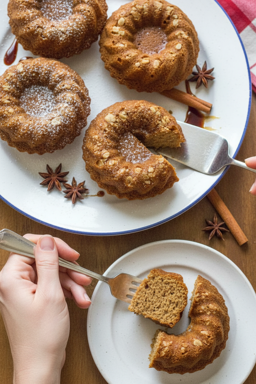 Gingerbread Oatmeal Mini Bundt Cakes - Oatmeal Recipes