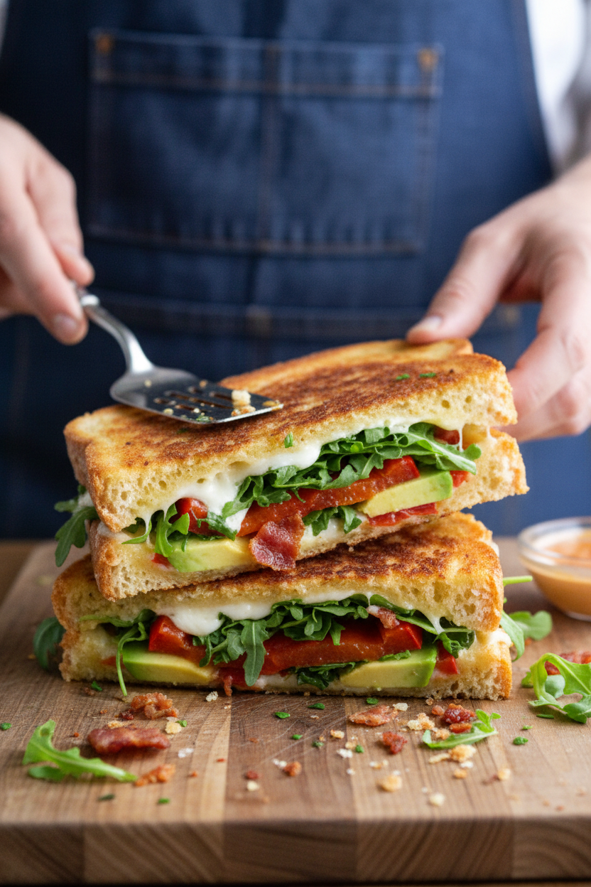 Avocado Bacon Gourmet Grilled Cheese Sandwich
