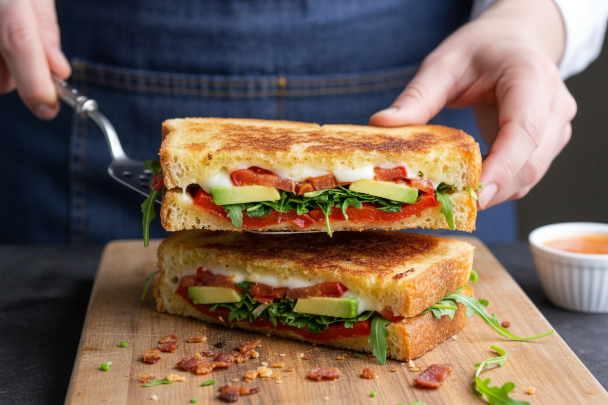 Avocado Bacon Gourmet Grilled Cheese Sandwich