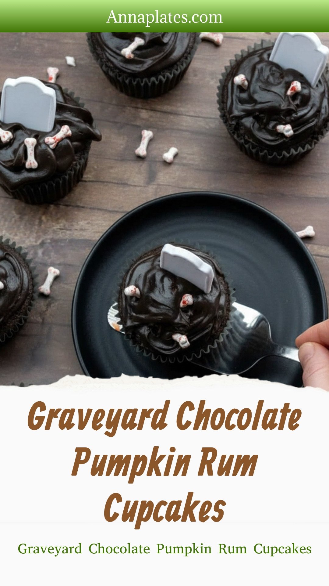 Graveyard Chocolate Pumpkin Rum Cupcakes