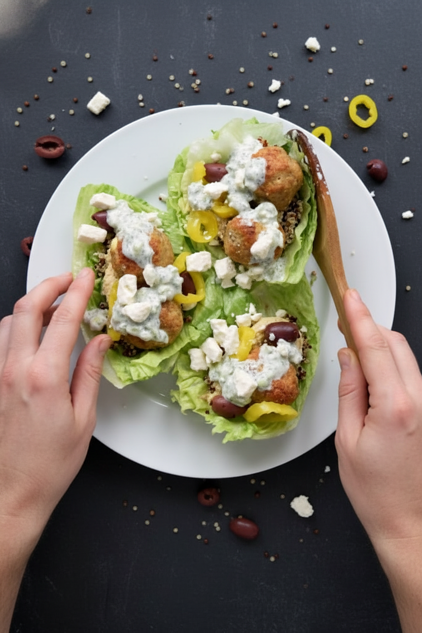 Greek Turkey Meatball Lettuce Wraps - The Schmidty Wife