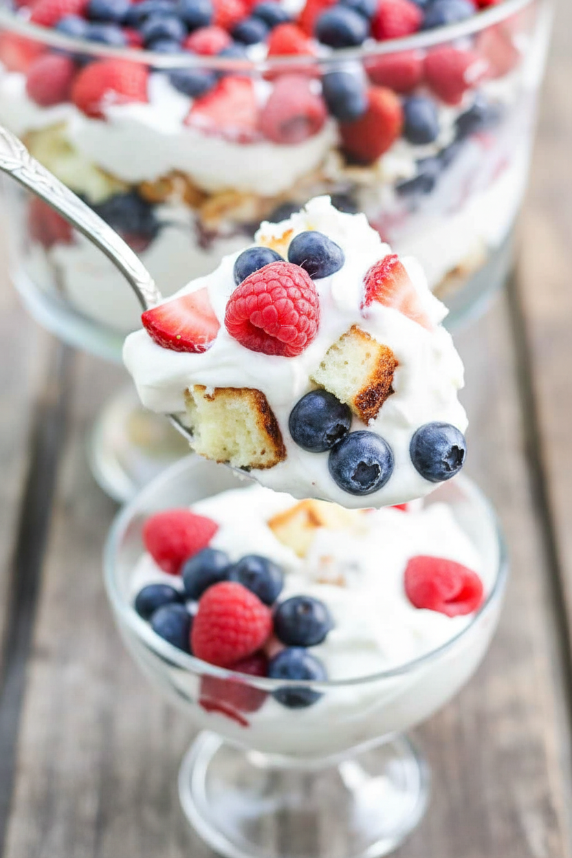 Grilled Angel Food Cake Triple Berry Trifle