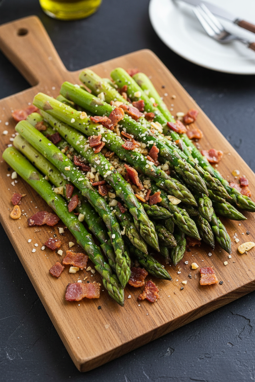 Asiago Garlic and Bacon Grilled Asparagus
