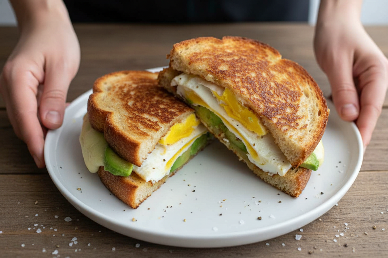 Grilled Avocado and Egg Melt Sandwich