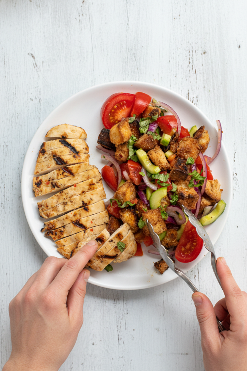 Easy Panzanella Salad with Grilled Chicken - The Schmidty Wife