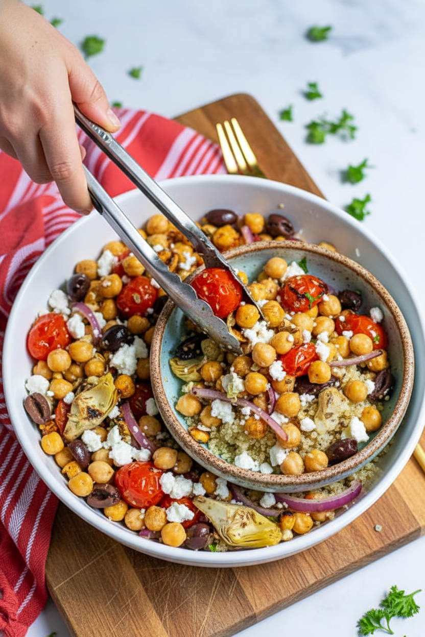 Grilled Chickpea Salad with Feta - The Schmidty Wife