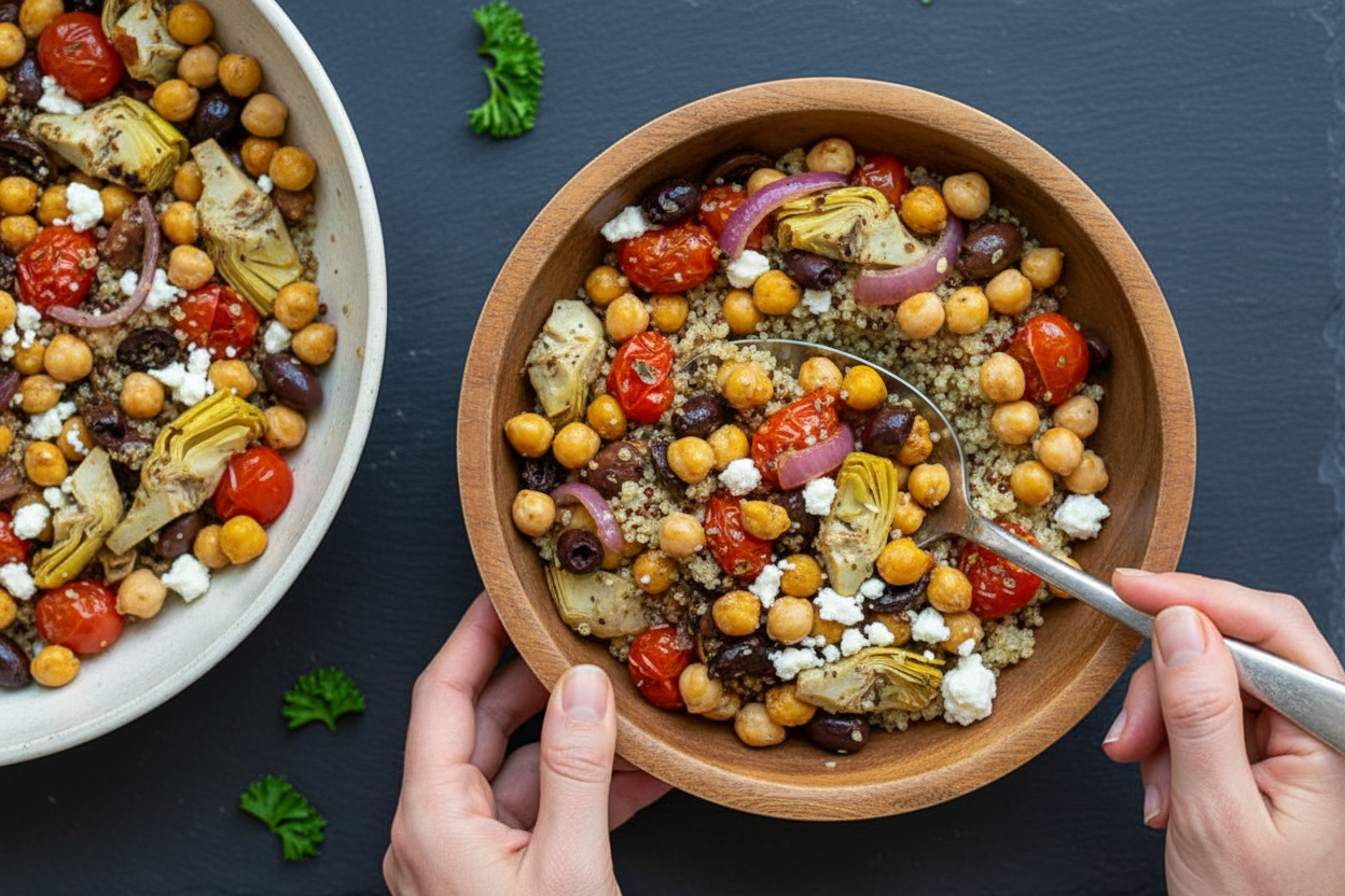 Grilled Chickpea Salad with Feta - The Schmidty Wife