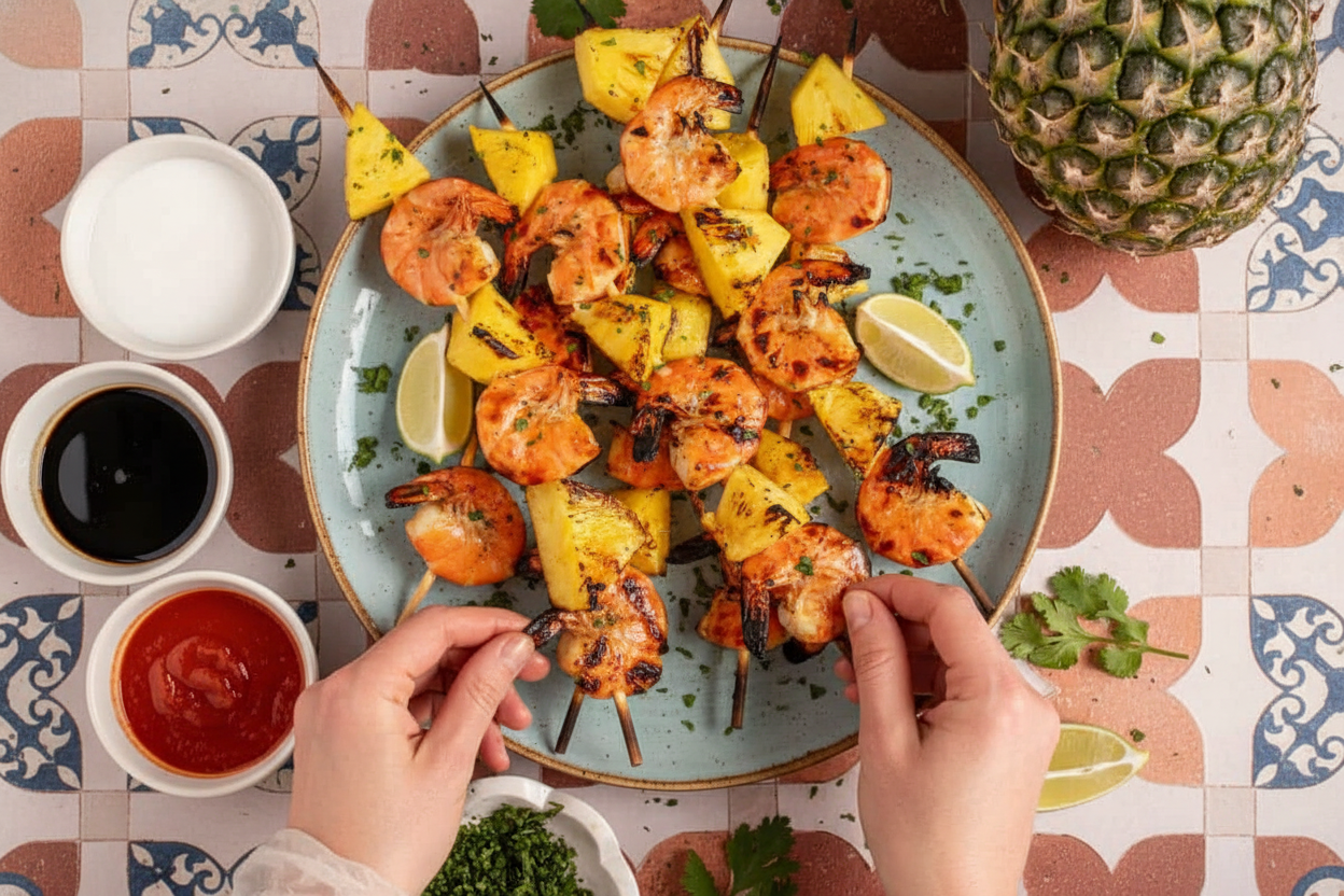 Grilled Pineapple Shrimp Skewers - The Schmidty Wife