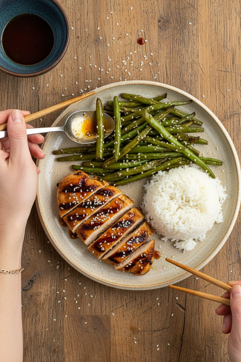 Grilled Teriyaki Chicken & Green Beans with Rice - The Schmidty Wife