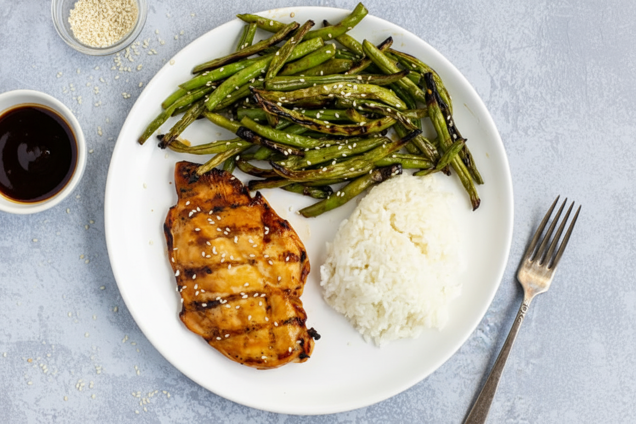 Grilled Teriyaki Chicken & Green Beans with Rice - The Schmidty Wife