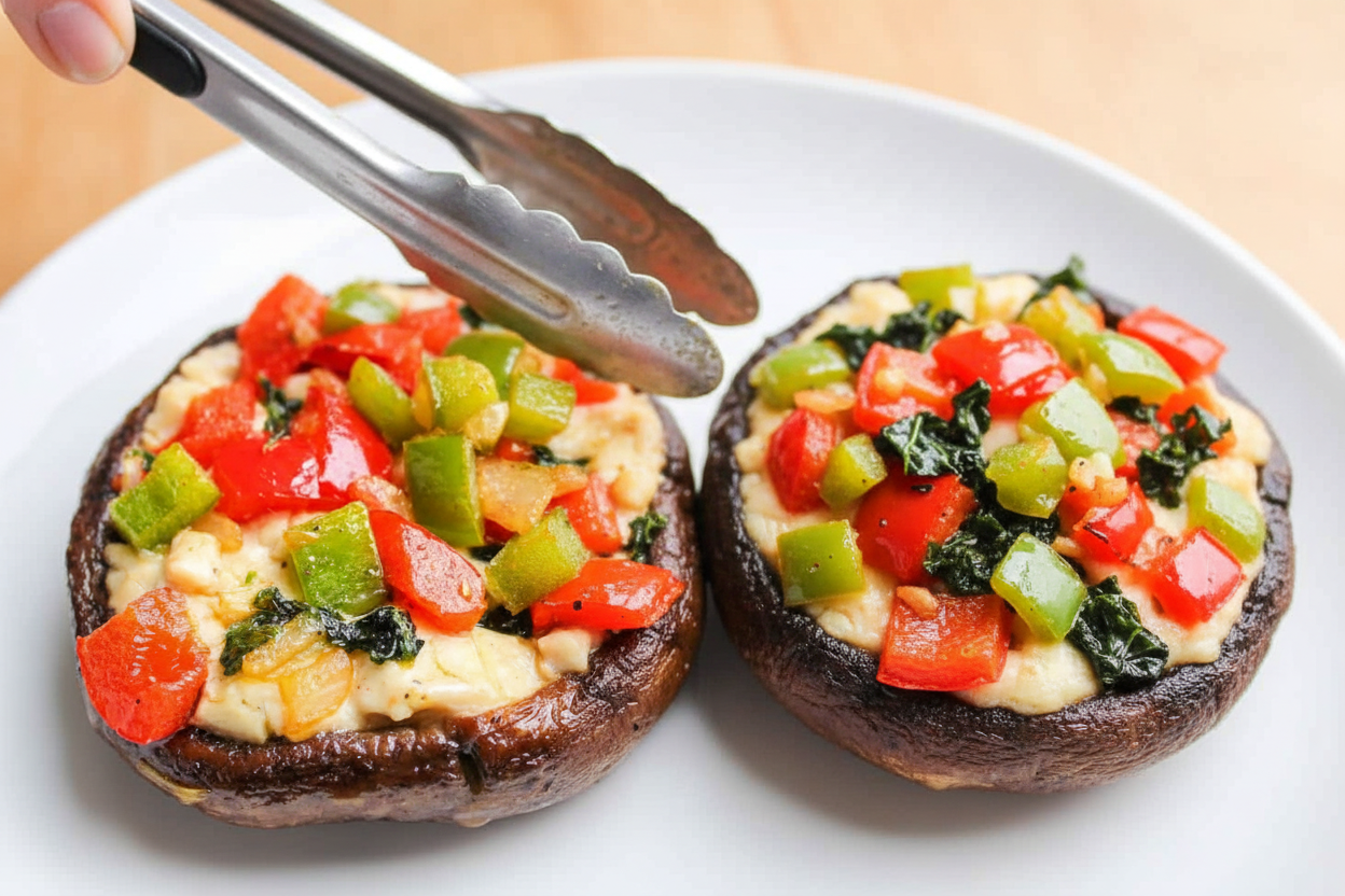 Grilled Veggie Portabella Pizzas: Grilled Portabella Mushroom Veggie Pizzas