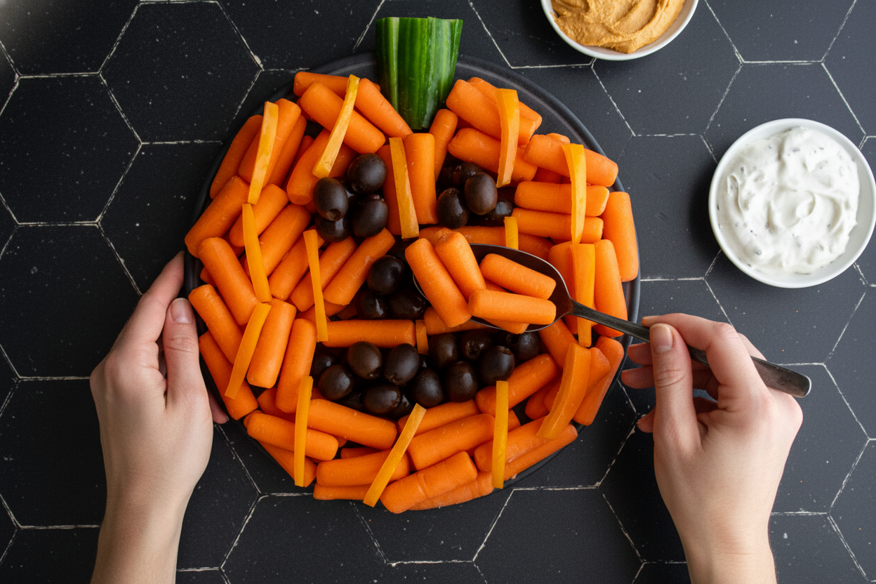 Halloween Pumpkin Veggie Tray - The Schmidty Wife