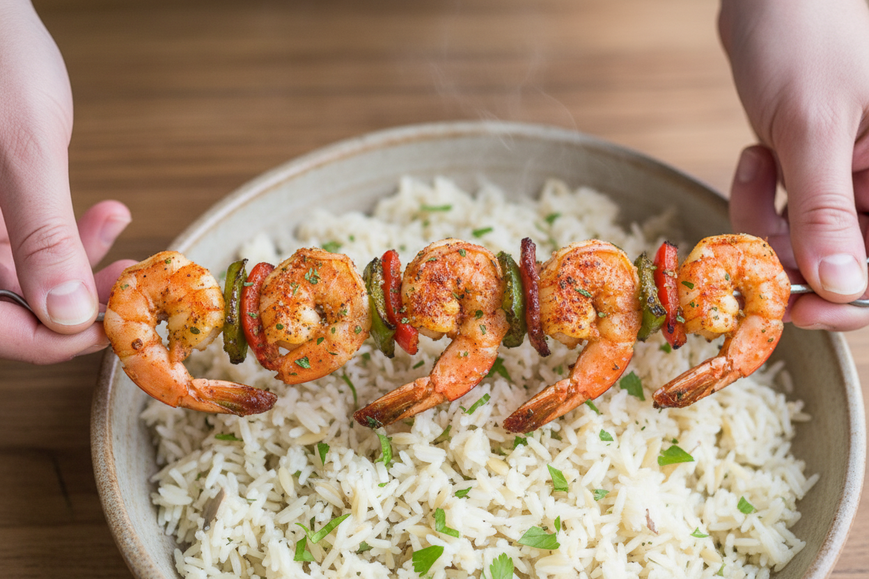 Herb Grilled Shrimp with Grilled Sweet Peppers
