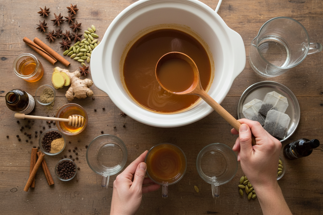 Homemade Chai Tea Concentrate in the Crockpot – The Schmidty Wife: Crockpot Homemade Chai Tea Concentrate Recipe