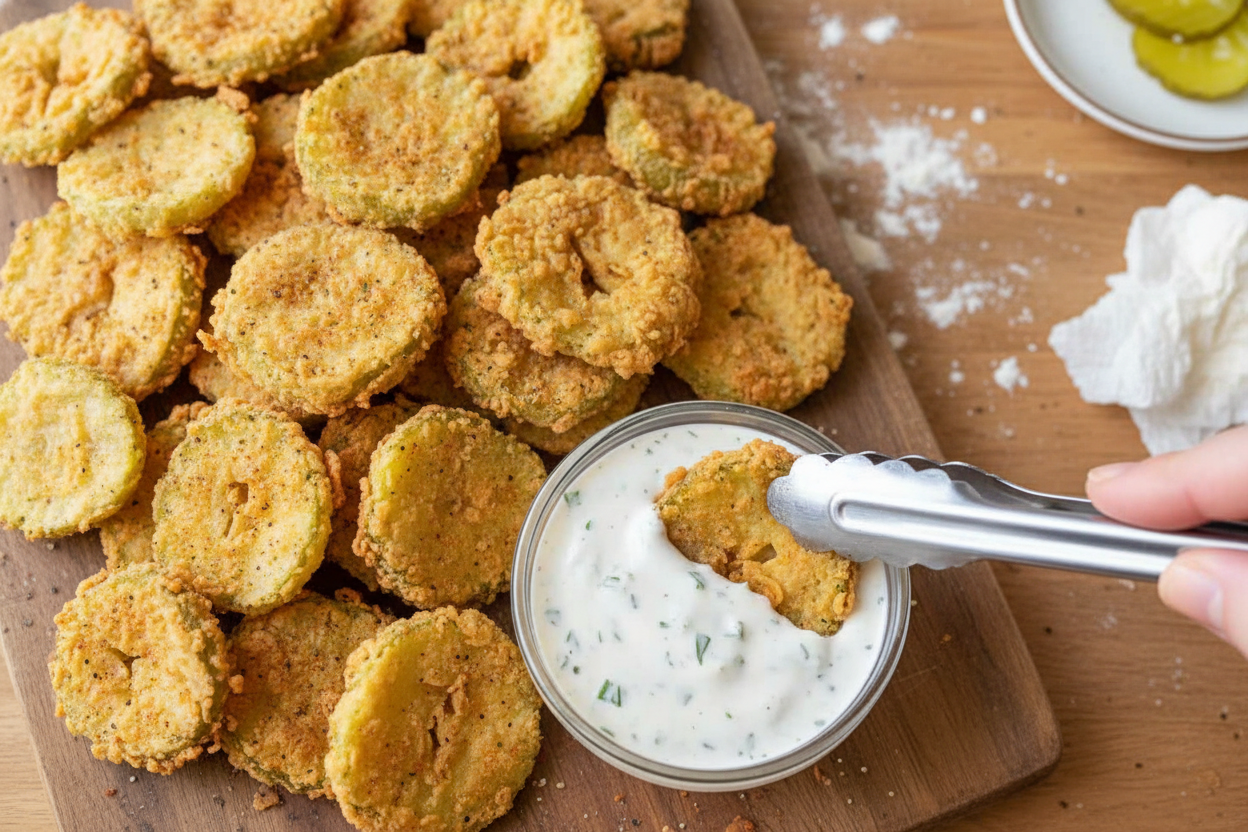 Homemade Fried Pickles with From Scratch Buttermilk Ranch Dressing