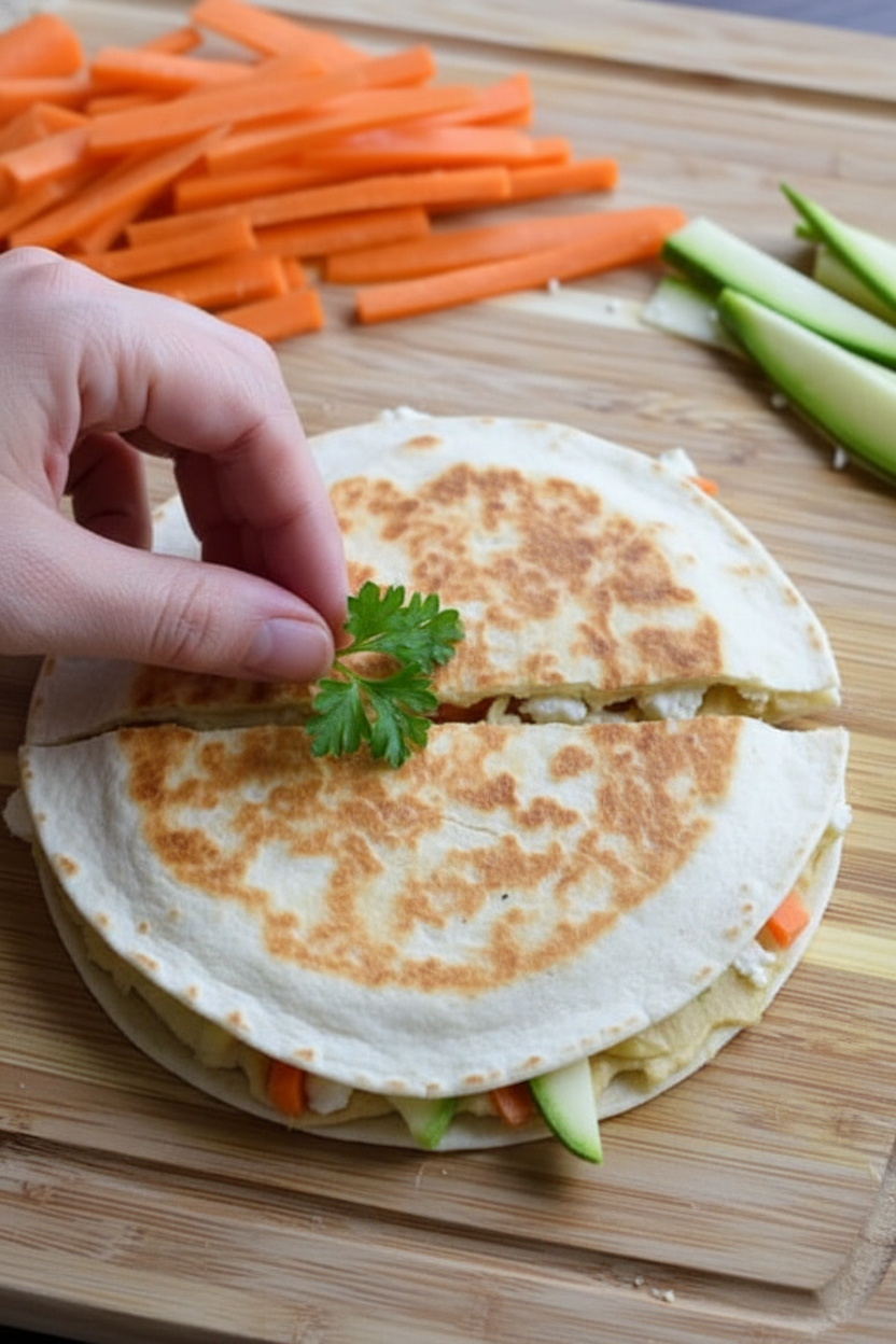Hummus Quesadillas with Feta and Vegetables - The Schmidty Wife