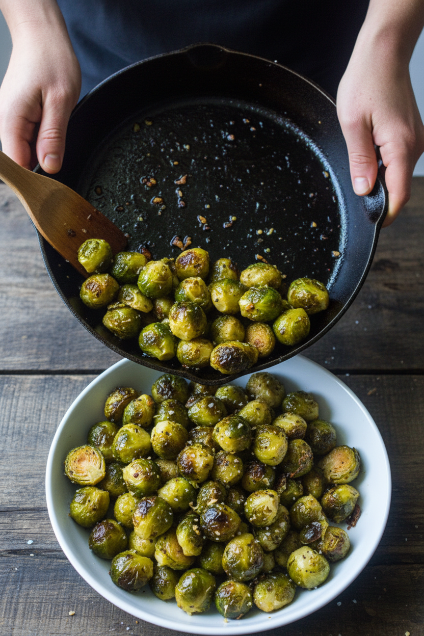 Italian Seasoned Pan Roasted Garlic Brussels Sprouts