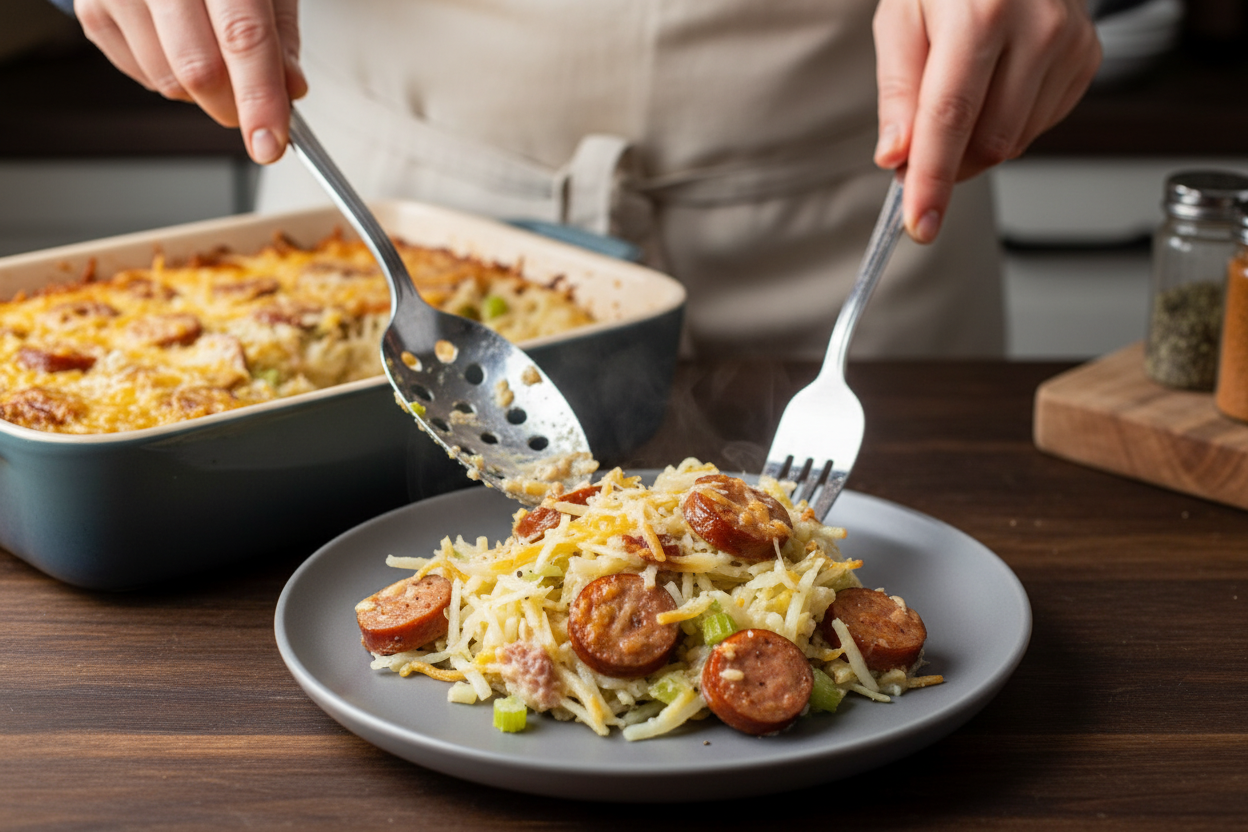 Kielbasa Sausage Hashbrown Casserole